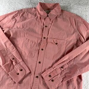 Filson Garment Long Sleeve Button Up Dress Shirt Cotton Light Red Salmon Medium